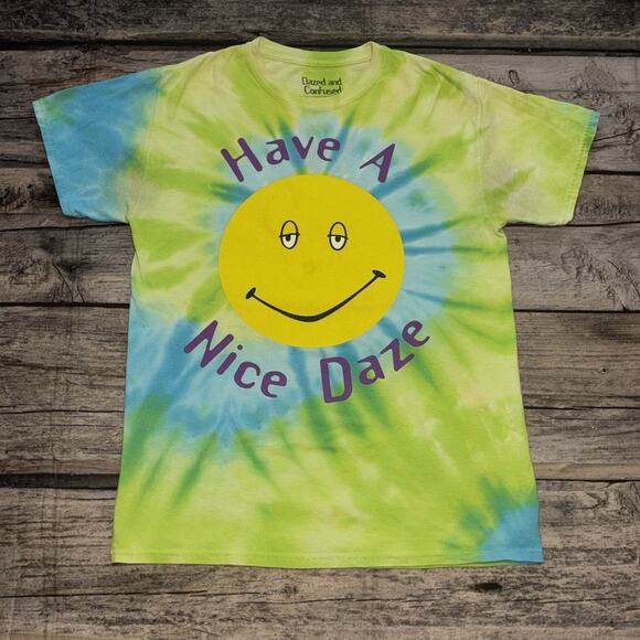 Dazed And Confused "Have a Nice Daze" Tie-Dye Smiley Face Graphic T-Shirt Medium - Picture 1 of 5
